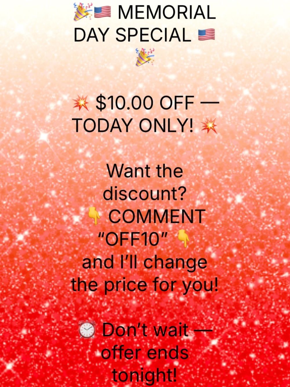Memorial Day Special Graphic - Red Ombre Promo